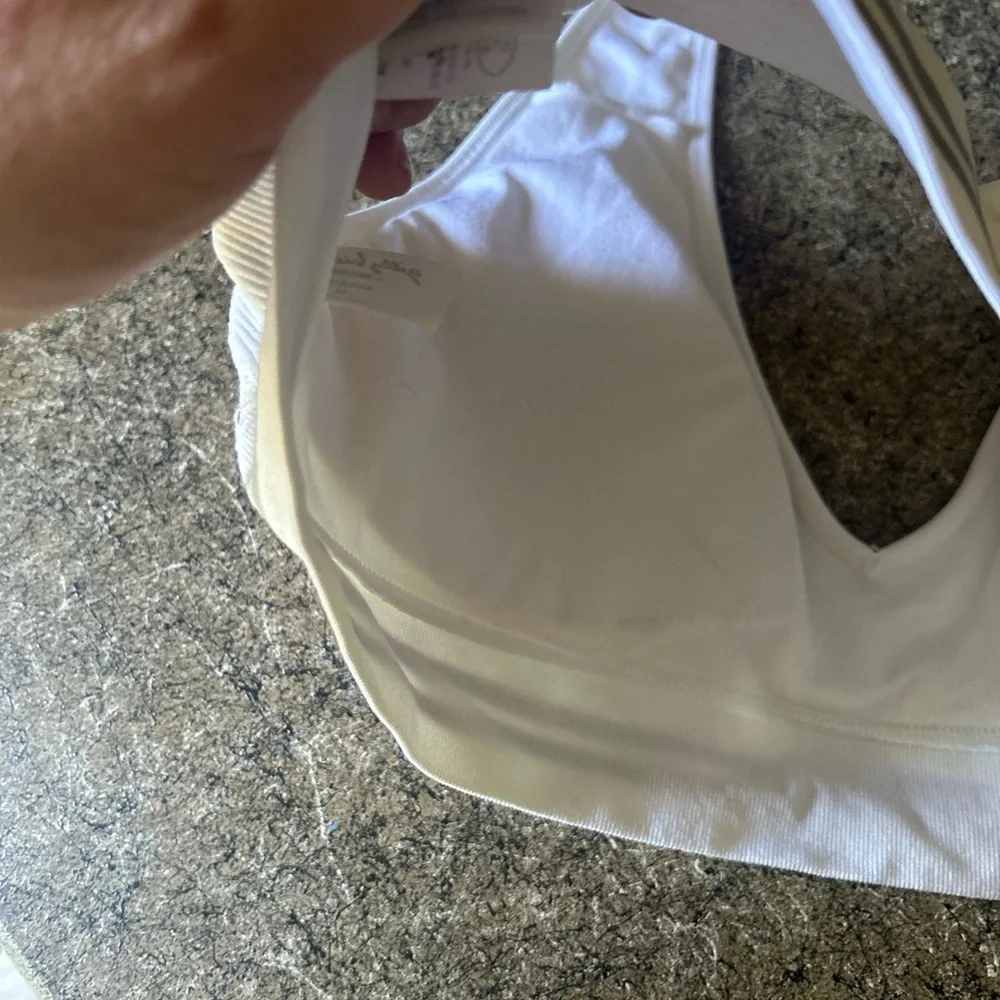 Gilly Hicks White Ribbed Bralette Medium Removable Pads